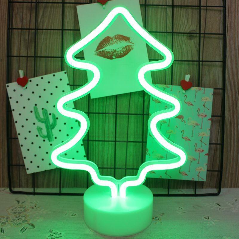 Shaped Led Cactus Neon Signs Light Holder Base Table Decoration Night Lamps