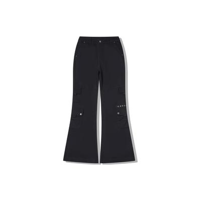 Collaboration Li Ning X Pleasures Pantalon Décontracté Évasé Couleur Unie Pantalon Femme Noir AKXT782-1