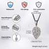 Collana con Foglia Vintage per Uomini Ragazzi, Collana con Ciondolo Foglia d'Acero in Acciaio Inossidabile Grigio, Gioiello Foglia Simbolo del Canada Regalo
