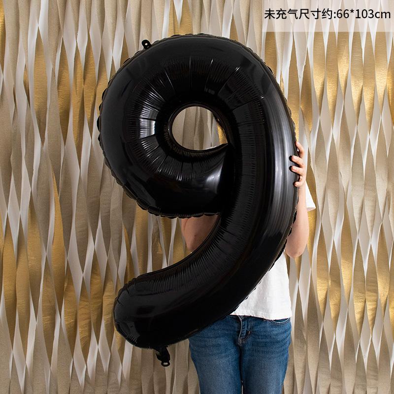40 Inch Black Figure Foil Number Balloon Anniversary Birthday Party Decoration Adult Bridal Shower Digital Ballon Kids Globo