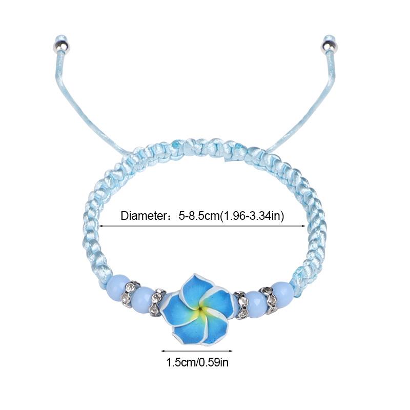 5pcs Hawaiian Bracelets Luau Summer Beach Party Gift Plumeria Flower Beaded Bangles Aloha Tropical Birthday Decoration Wedding