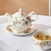 Bone China Tea for One Set In Floral Design Ceramic Teapot Cup and Saucer Set Teaware