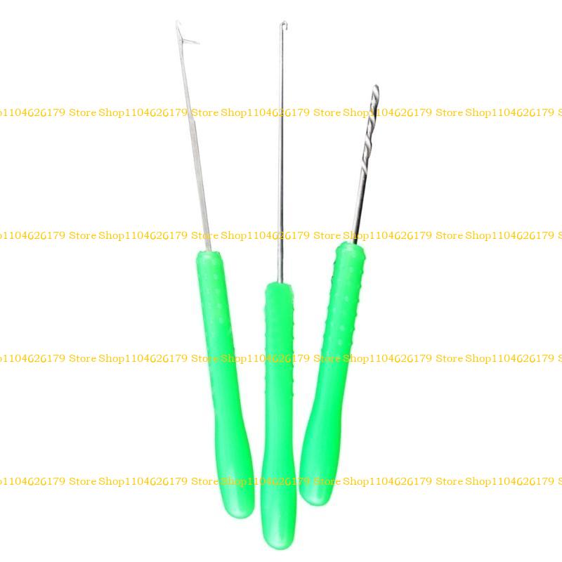 3Pcs Baits Boilie Drill Stringer Hook Needle Portable Fishing Splicing Needle Baits Drill Needle Baiting Rig Needle