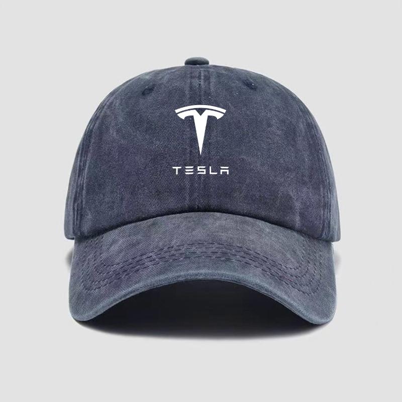 Tesla Mode Vintage Auto Logo Pet Baseballpet Verstelbaar Hip Hop Duckbill Pet Voor  Model X Model Y Model 3 Model S Cybertruck Roadster marineblauwe kleur