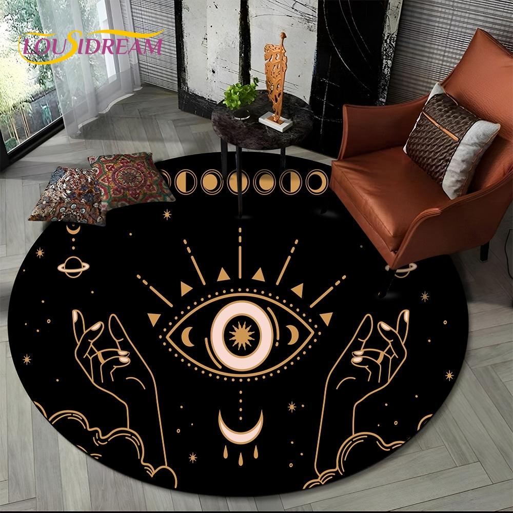 3D Mysteriou Sun Moon Tarot Mandala Magic Round Area Carpet Rug for Living Room Bedroom Kid Playroom Decor,Pet Area Rug Non-slip