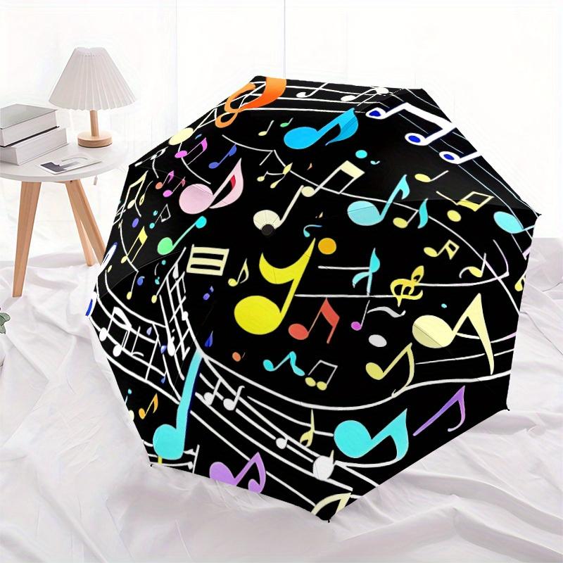 1pz Ombrello Pieghevole Portatile per Tutte le Stagioni con Apertura/Chiusura Automatica a Note Musicali per Amici, Viaggi, Uso Quotidiano, Eventi  yy250812146