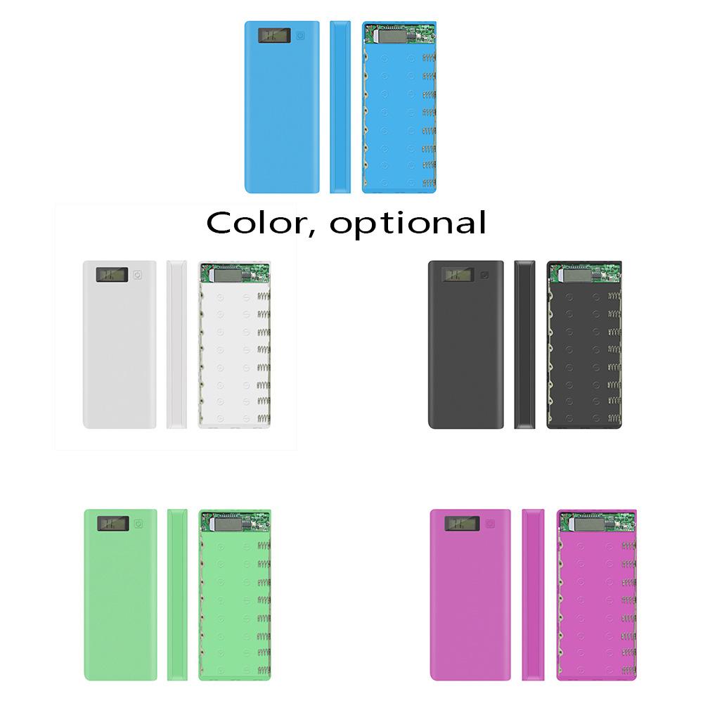 Battery Power Bank Shell Box LCD Display Dual USB For 8Pcs 18650 Batteries Case