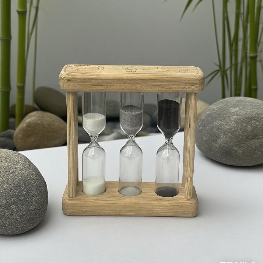 Bamboo & Wood Durable Hourglass Timer - Creative Design for High-End Decor