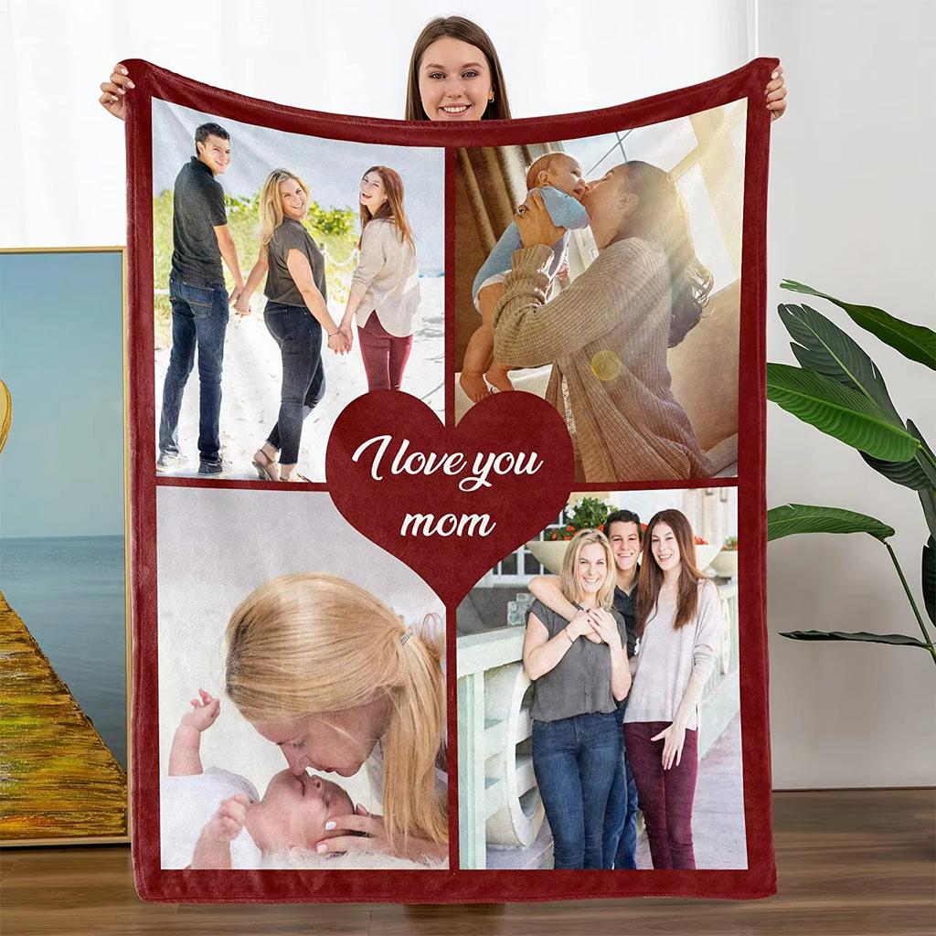 Custom Blanket With Picture Collage Blankets Birthday Souvenir Christmas Gifts Throw Blanket