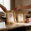 Vintage Resin Photo Frame With Gold Embossed Rose Pattern For Christmas And Anniversary Gifts