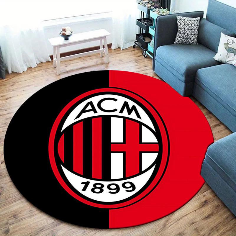 AC Milan Round Area Rug,Carpet Rug for Living Room Bedroom Sofa Playroom Decor,Non-slip Floor Mat