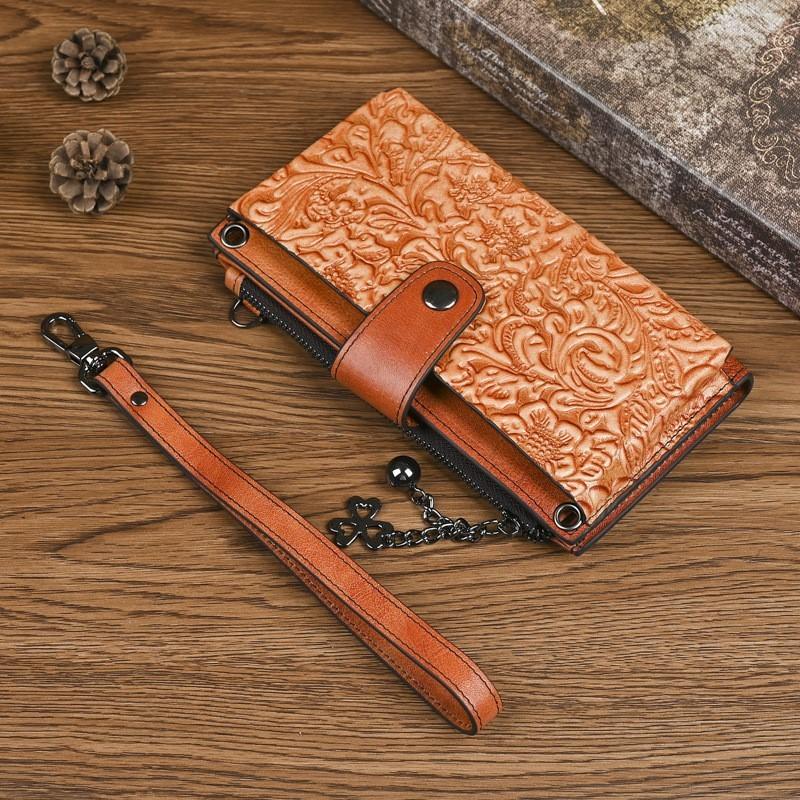 

Johnature Retro Women s Long Wallet Multifunctional Crossbody Bag Genuine Leather Phone Bag Creative Shoulder Bag кавовий