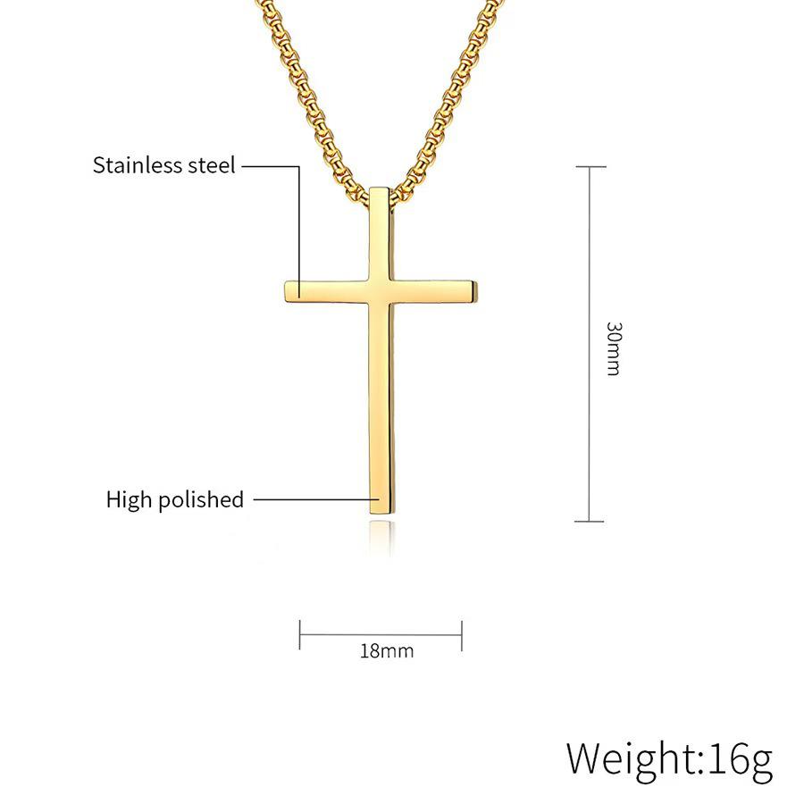 Men's Polished Titanium Steel Cross Necklace - European & American Style Pendant