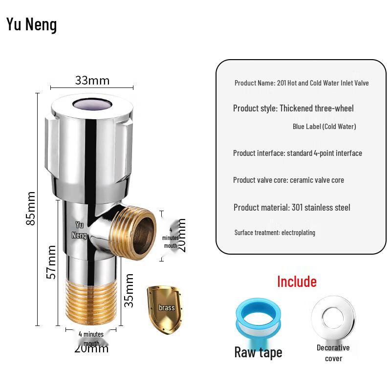 Yuneng Brass 4-Point Angle Stop Valve