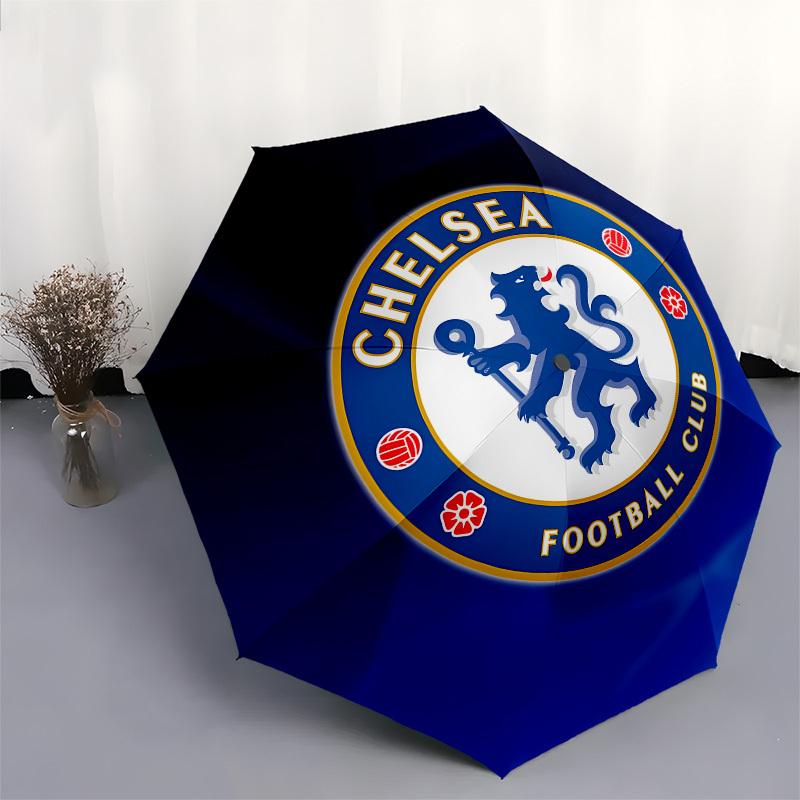 Chelsea Football Club, Badge- Automatic Opening and Closing, 8-rib Structure Portable Umbrella, Suitable for Men and Women in All Seasons -