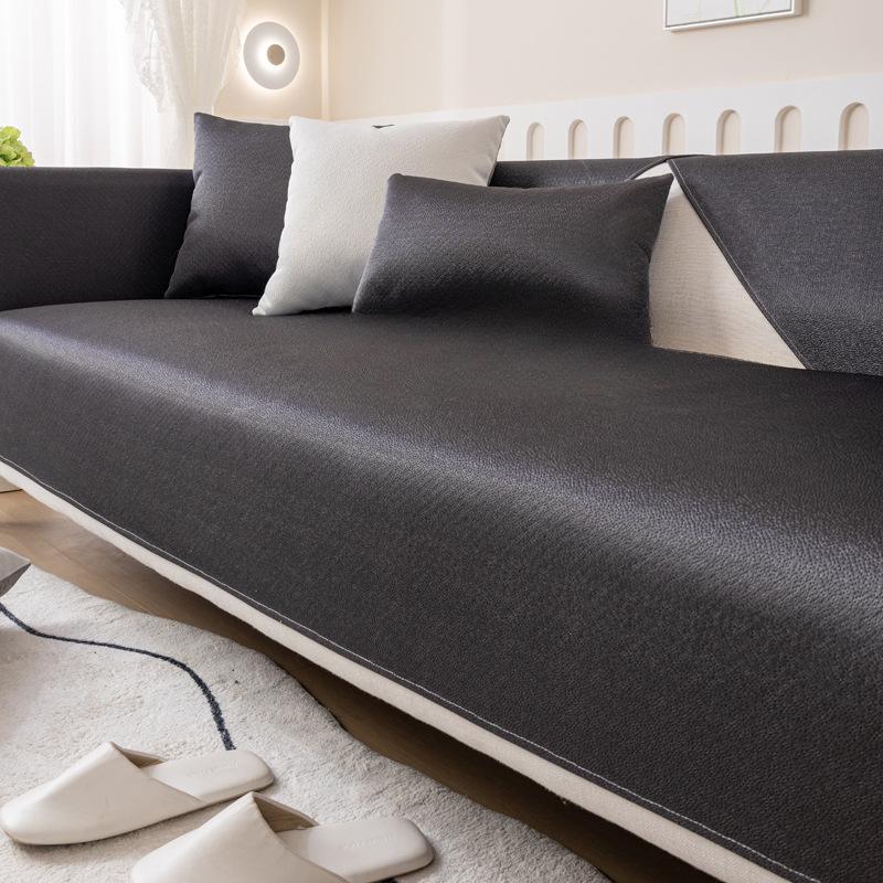 Ice Silk Sofa Cushion Summer Summer Summer Mat Cushion Non-Slip Leather Sofa Cover Cover Cloth Solid Color Seat Cushion