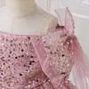 Girls' 2026 Formal Mesh Princess Dress with Big Bow and Puffy Skirt, Ideal for Runway and Performances.