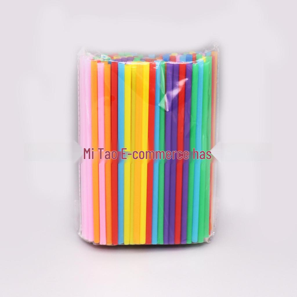 Multicolor Disposable Plastic Straws for DIY Projects, 6x190mm, Flat and Straight Design for Kids