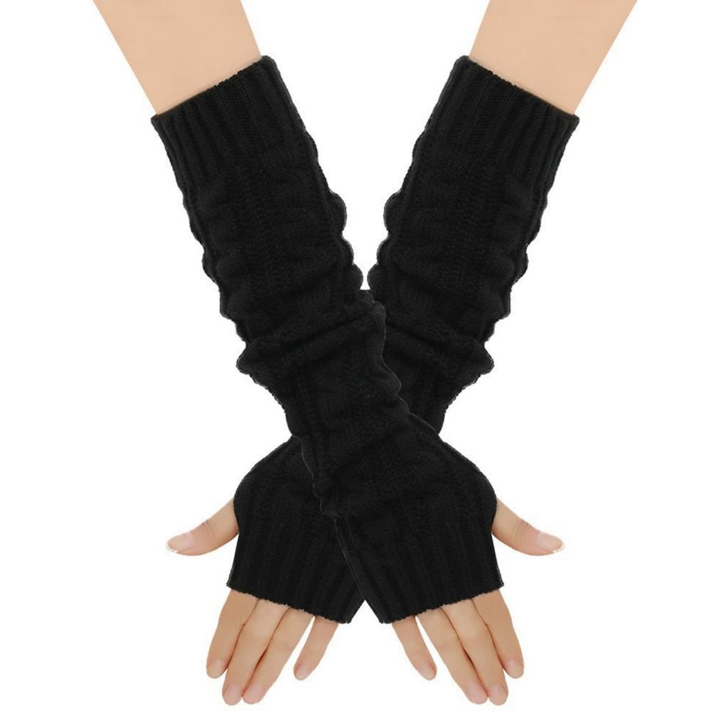 New Women'S Knitted Arm Warmers Gloves: Cable - Knit Design, Fingerless, Warm & Stylish For Autumn, Winter, Daily Wear, Office