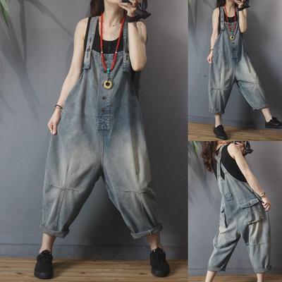 Nosztalgikus farmer alkalmi kantáros nadrág női őszi és téli magas derekú nadrág divat mindenhez illő egyéniség laza plus size répanadrág
