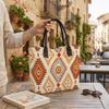  Boho Geometric Tote Bag Large Capacity Casual Shoulder Bag for Daily Use