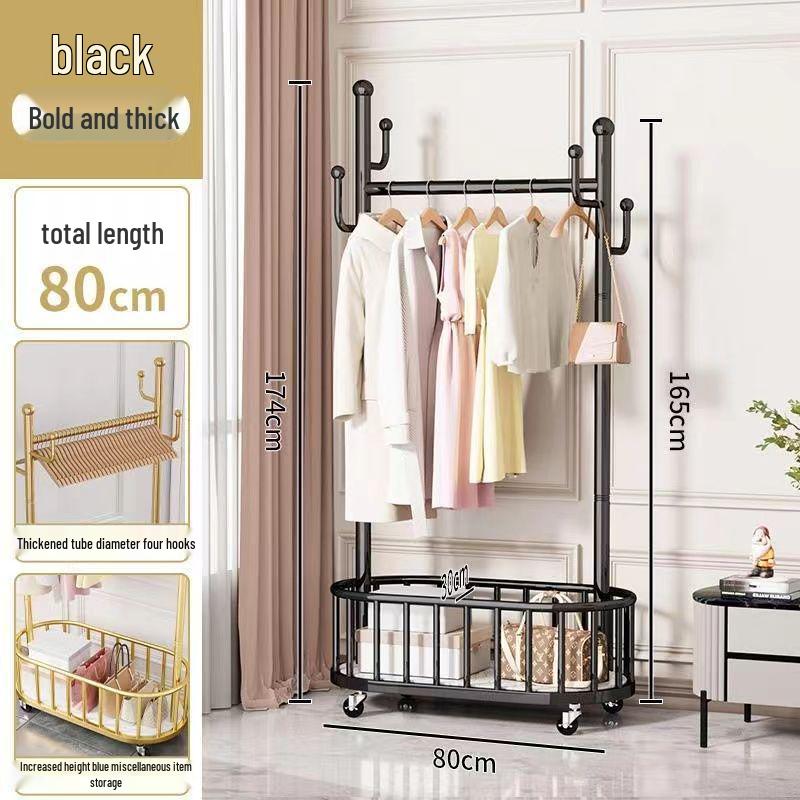 Мобильная напольная вешалка для одежды Подставка для одежды и шляп для спальни дизайн в стиле легкой роскоши на колесиках для удобной сушки и организации 4900₽