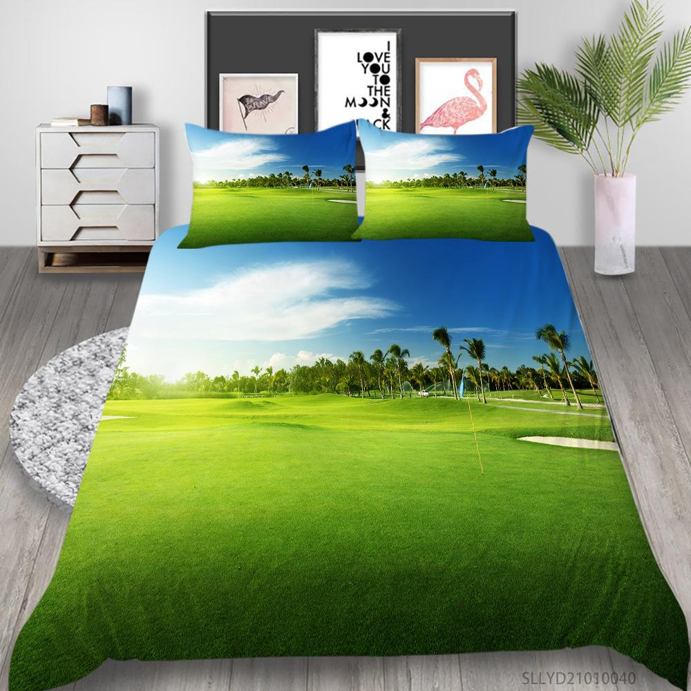 Shopify Polyester Bedding Three-Piece Golf Series Digital Printing