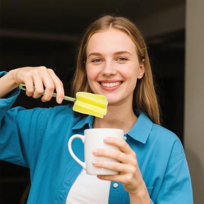 Sponge Cup Brush Long Handle Cleaning Brush Suitable For Baby Bottles Glassware Mug Cup Kitchen Cleaning