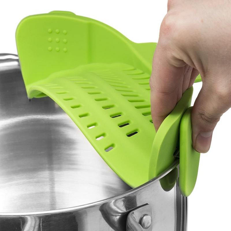 New Wide Mouth Silicone Drain Pot Edge Drain Household Noodles Vegetable Pouring Filter Anti Spill and Leak Filter Kitchen Supplies