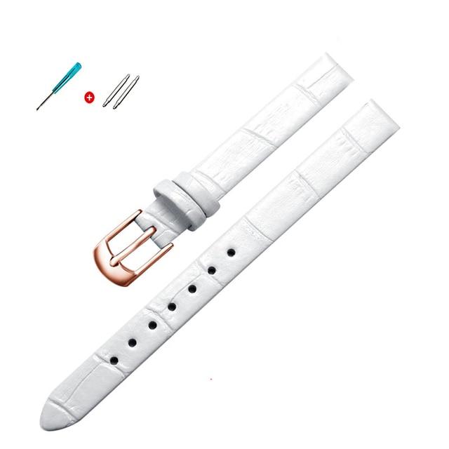 8mm 10mm kobiety dziewczęta szczupły skórzany pasek wysokiej jakości akcesoria do zegarków pasek Slub Watchband różowe złoto ze sprzączką