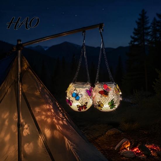 Housewarming Gifts for Home Solar Butterfly Hanging Lantern, Iron Wire 3D Garden Light with Patio Lighting Warm Glow, Waterproof Outdoor Yard