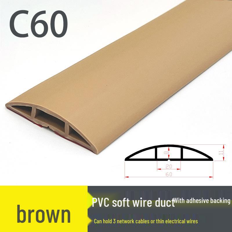 PVC Soft Floor Cable Duct: Insulated, Self-Adhesive Wire Management Channel with Thick Anti-Step Protection
