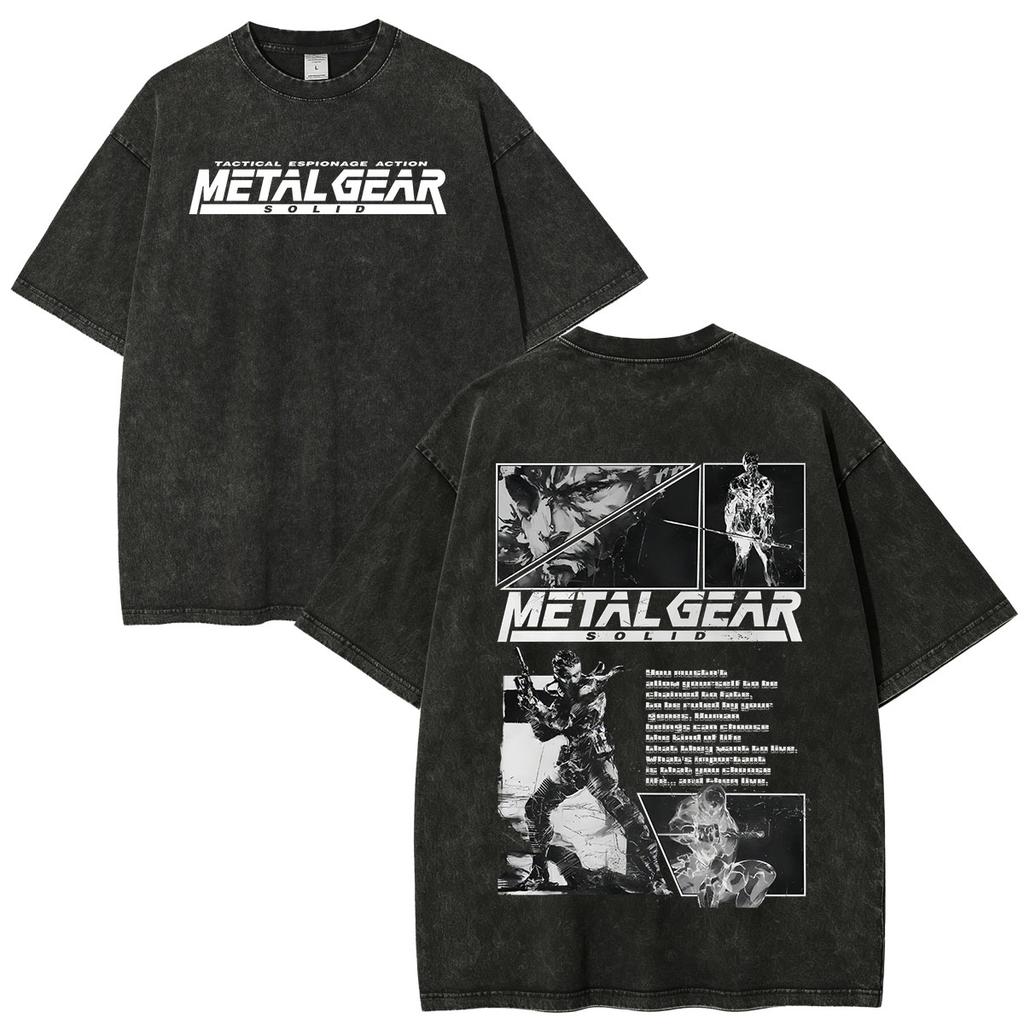 GAME Metal Gear Solid 5 The Phantom Pain Venom Snake Vintage Washed T-shirts Men Women Oversized Short Sleeve T Shirt Streetwear High Quality Tops
