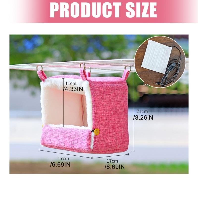 Soft USB Heated Bird Nest Comfortable Hanging House for Parrots with Modifiable Temperature Control Fleece