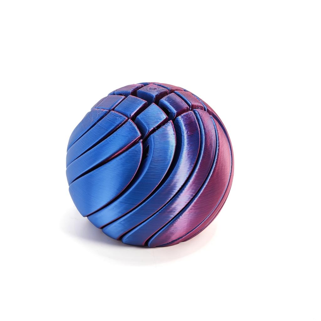 Twistsphere Kinetic Desk Ornament: 3D Printed Mechanical Art Ball, Executive Office Decor, Gradient Rotating Sculpture