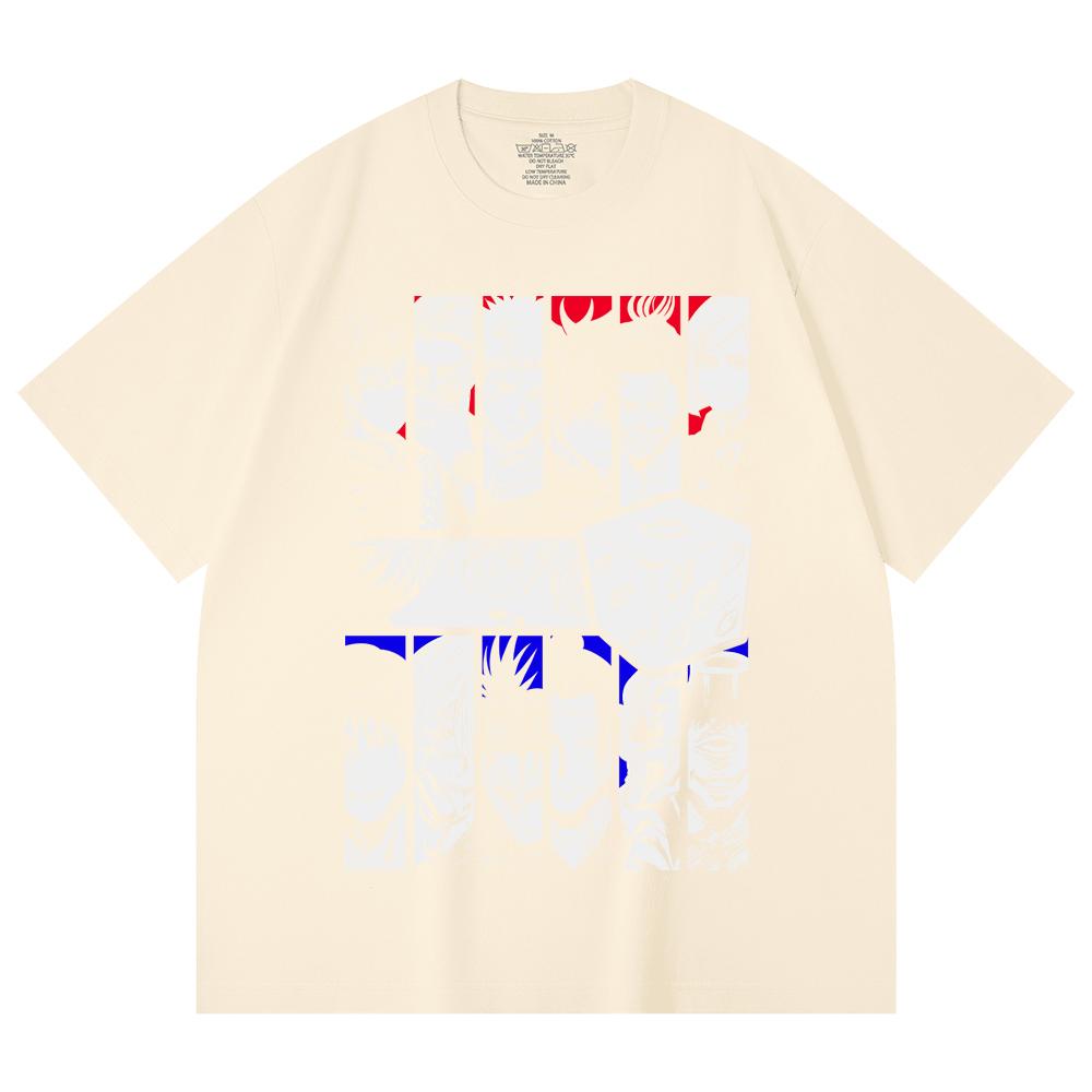 

230 Gsm 100% Cotton Jujutsu Kaisen V39 Print Unisex Heavy Cotton T Shirt XS абрикосовый