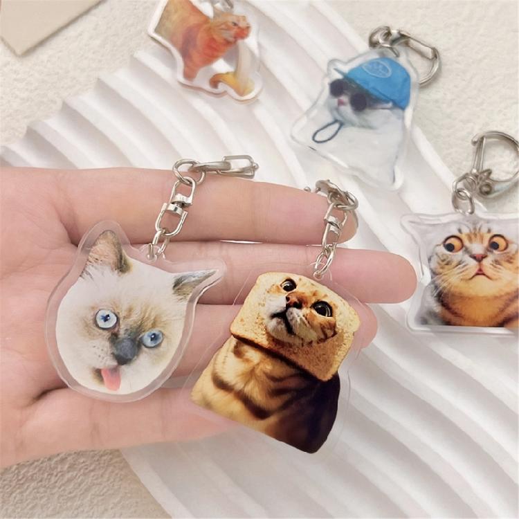 Funny Cat Face Acrylic Keychain Stylish and Sturdy Keyring Accessory Bag Pendant Suitable for Multiple Occasion
