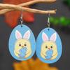 Easter Bunny Eggshell Earrings with Vegetable Basket Design