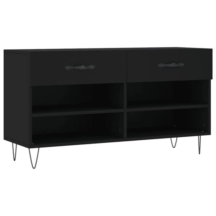 VidaXL Banc à Chaussures, Armoire à Chaussures avec 4 Étagères et Pieds, Meuble à Chaussures avec 2 Tiroirs Salon, Moderne, 829733