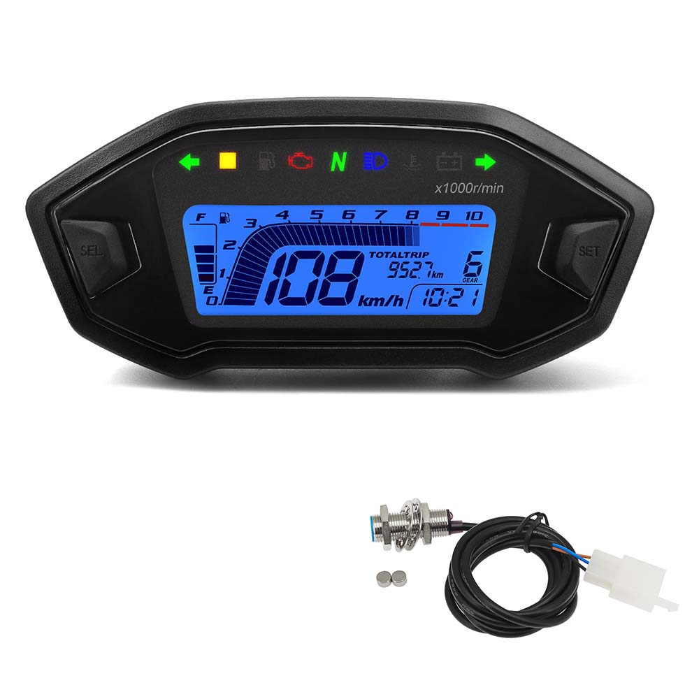 Universal Motorrad Digital Tachometer Drehzahlmesser Dashboard 10000 RPM Instrument Panel Meter LED Display Für 1,2,4 Zylinder