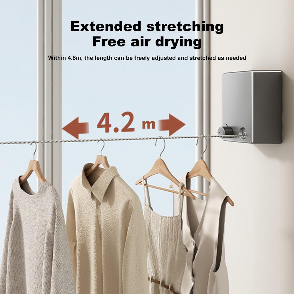 Household Retractable Clothesline Stainless Seel Pull-Out Clothes Drying Wire Rope Portable Clothes Drying Rack 14x9x8.5cm