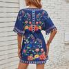 Sommer Neue Mode Vestidos Damen Lässig Sexy Große Größen Vintage Strand Kurzarm Druck Mini Kleid S-2XL