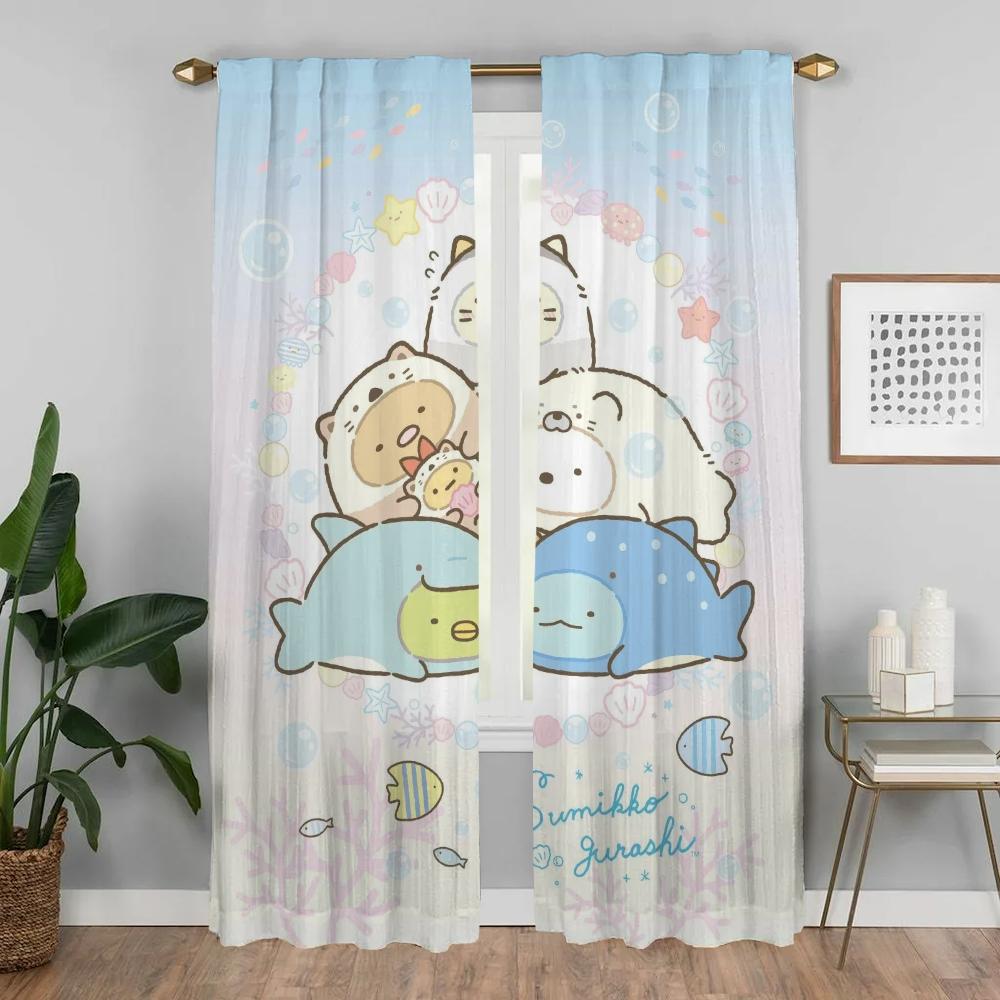 Set Of 2 Sumikkos Gurashis Curtains Living Room Curtain Tulle Bedroom Home Interior Shades Halloween Decoration For Area Made Polyester