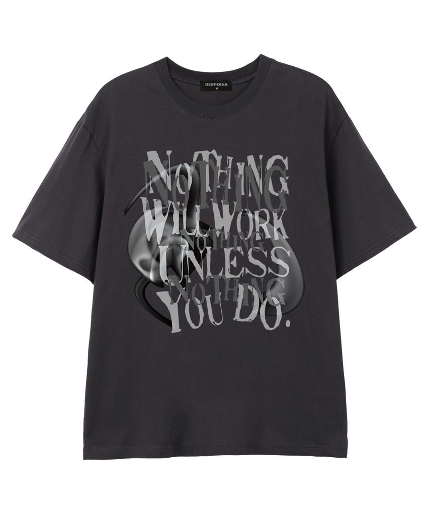 SHIRTER Nothing Will Works Oversized Short Sleeve T-Shirt (Ss026) Charcoal