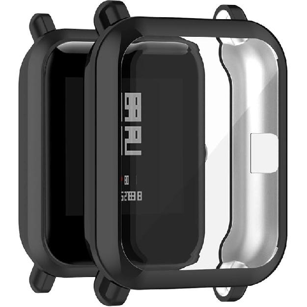 

FitTurn Smartwatch Case Compatible with Amazfit GTS 2 Mini/Bip U Pro/S/Lite/1S/Lite 1s/A1608, Soft Metal Color TPU Shockproof Cover, Slim Guard, Thin чорний