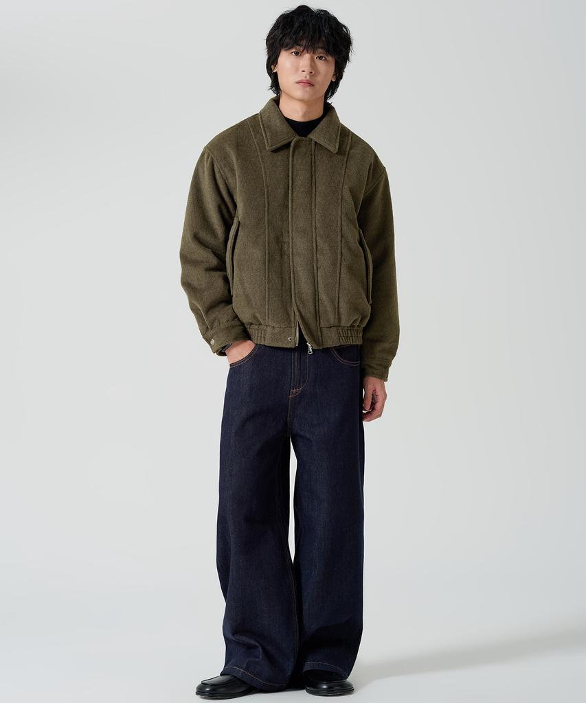 Owsa Peach Brushed Collar Blouson Jacket 2 Colors