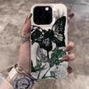INS Retro Rose Butterfly Phone Case For iPhone 16 15 14 13 12 11 Pro Max XR XS MAX SE 2 3 7 8 PLUS Laser Silver Shockproof Cover