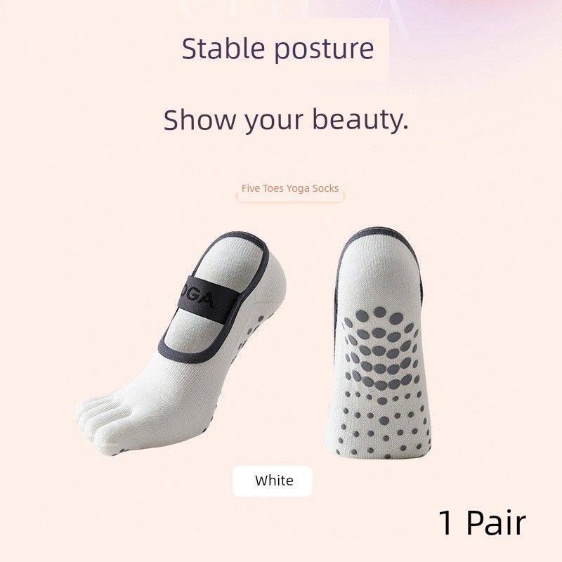 

Yoga Pilates Indoor Dance Training Silicone Non-Slip Yoga Socks Five Finger Room Socks Pressure Toe Socks Female Pure color-white/free size 35-39