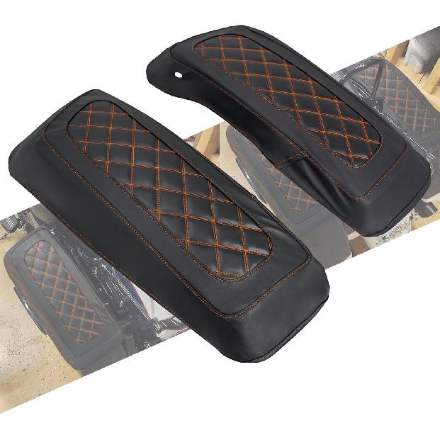 

Saddlebag Lid Covers Hard Saddle Bags Lid Bra Covers Fit For Harley Touring Street Glide CVO Road King Electra Glide Ultra Limited Road King Special Orange Stitching