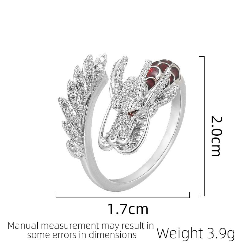 New Zircon Fashionable And Elegant Women's Adjustable Index Finger Double Colored Dragon Ring Party Festival Gift